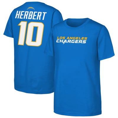 Justin Herbert Los Angeles Chargers Outerstuff Youth Name & Number T-Shirt - Powder Blue