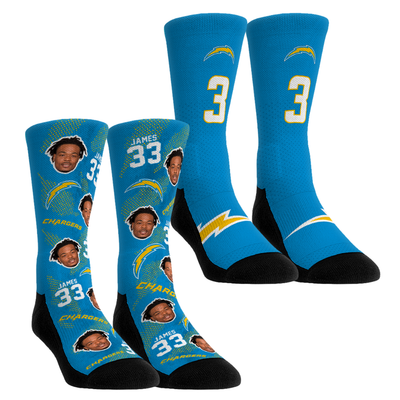 Derwin James Los Angeles Chargers Rock Em Youth Player Football Guy Two-Pack Crew Sock Set