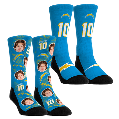 Justin Herbert Los Angeles Chargers Rock Em Youth Player Football Guy Two-Pack Crew Sock Set