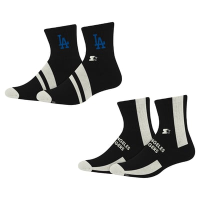 Los Angeles Dodgers Starter  Summit Stripe 2-Pair Pack Quarter Socks - Black
