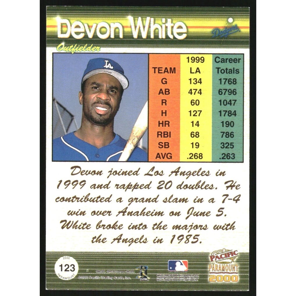 2000 Paramount Holographic Silver #123 Devon White