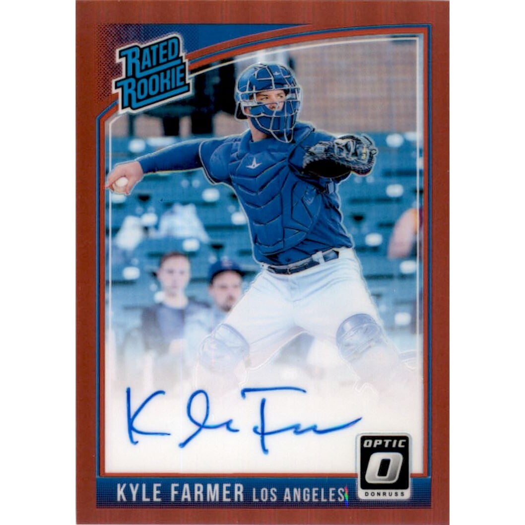 2018 Donruss Optic Rated Rookies Signatures Red #RRSKF Kyle Farmer/35
