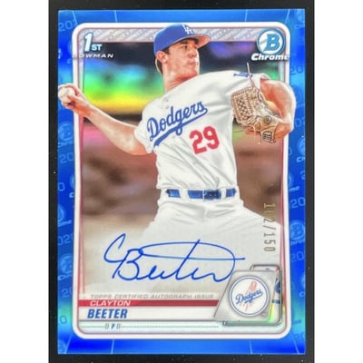 2020 Bowman Draft Chrome Pick Blue #CDA-CBE Clayton Beeter Auto /150
