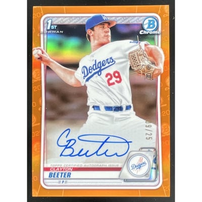2020 Bowman Draft Chrome Pick Orange #CDA-CBE Clayton Beeter Auto /25