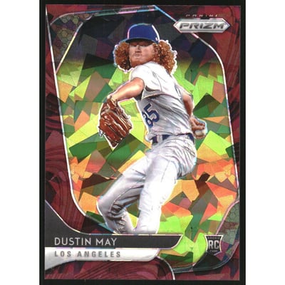 2020 Panini Prizm Prizms Burgundy Cracked Ice #126 Dustin May