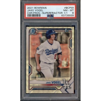 2021 Bowman Chrome Prospects Superfractor #BCP59 Jake Vogel RC 1/1 PSA 8
