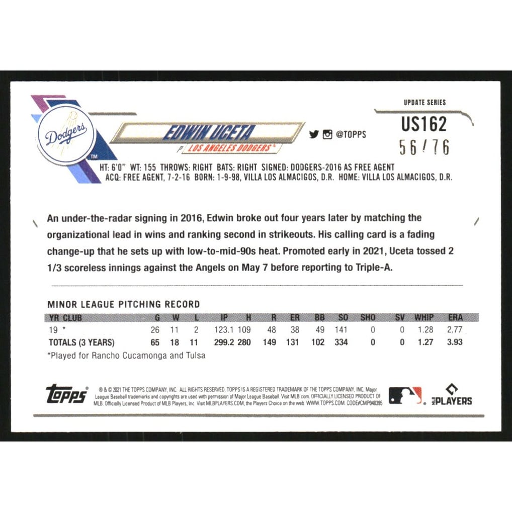 2021 Topps Update Independence Day #US162 Edwin Uceta