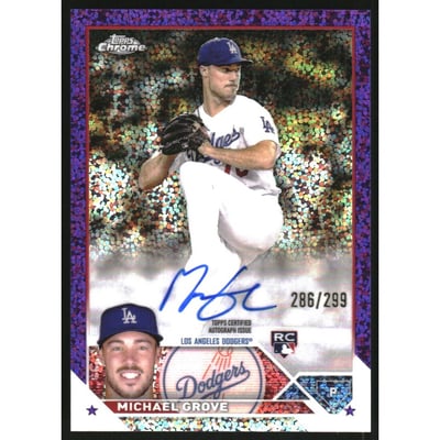 2023 Topps Chrome Rookie Autographs Purple Speckle Refractors #RAMGR Michael Grove