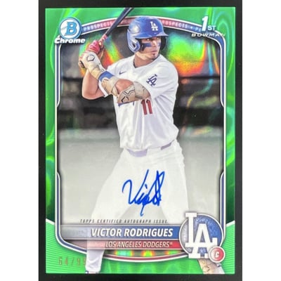 2025 Bowman Chrome Green Lava #CPA-VR Victor Rodrigues RC Auto /99