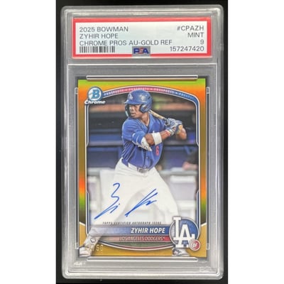 2025 Bowman Chrome Prospect Gold #CPA-ZH Zyhir Hope Auto /50 PSA 9