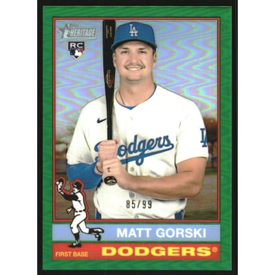 2025 Topps Heritage Chrome Green Refractors #555 Matt Gorski