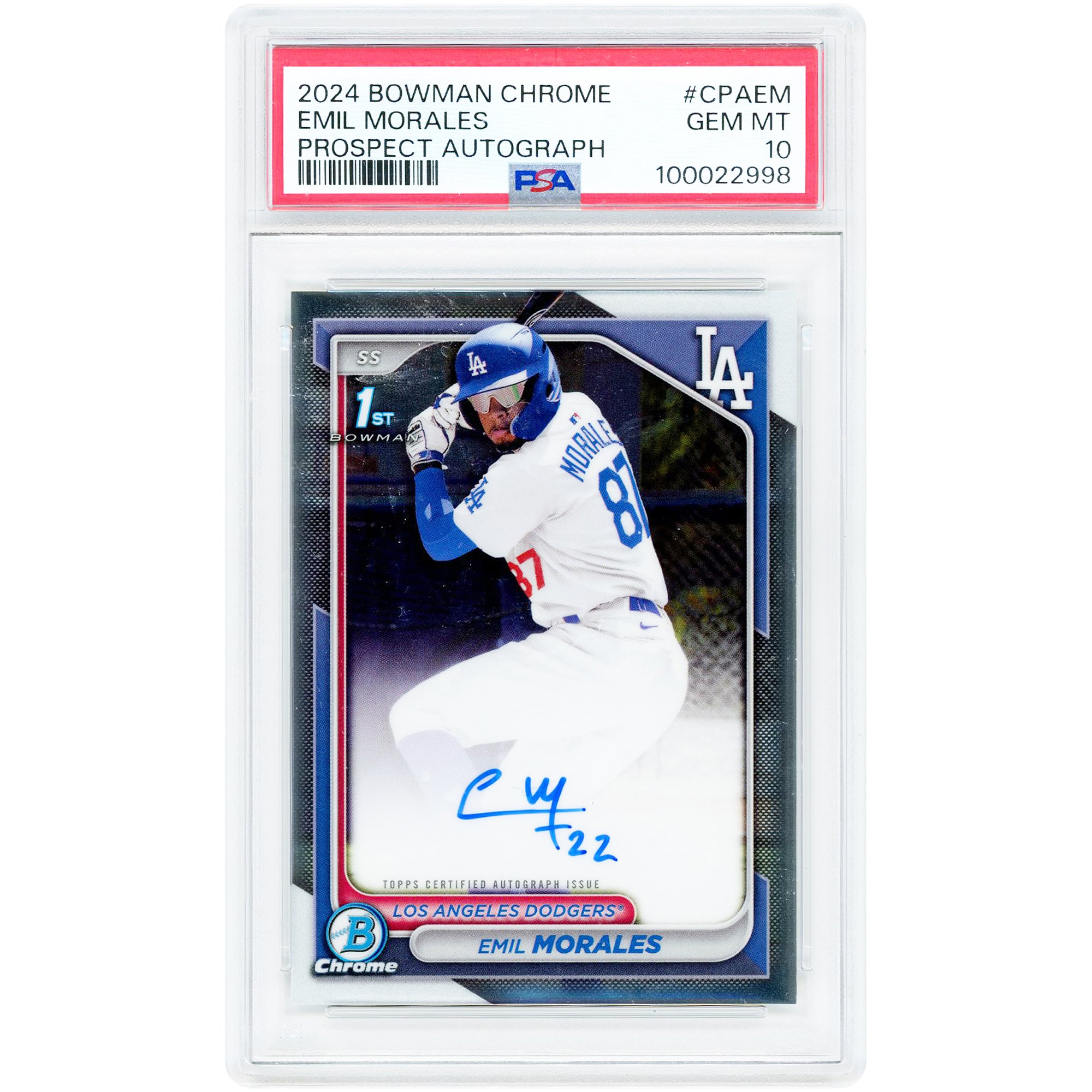 Emil Morales Los Angeles Dodgers Autographed 2024 Bowman Chrome 