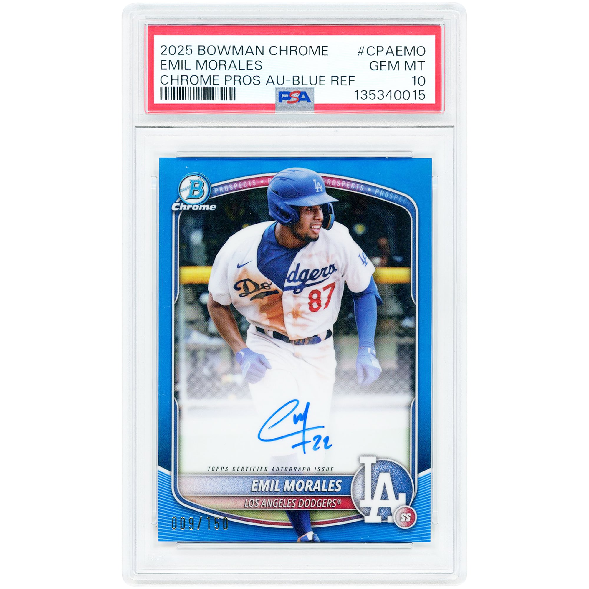 Emil Morales Los Angeles Dodgers Autographed 2025 Bowman Chrome 