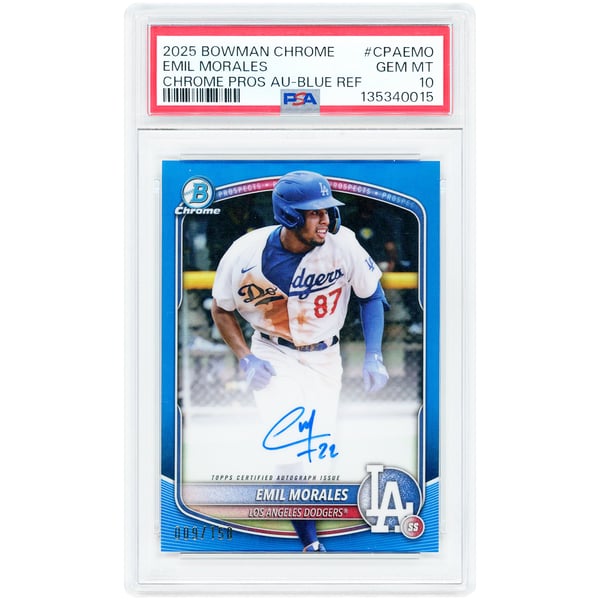 Emil Morales Los Angeles Dodgers Autographed 2025 Bowman Chrome 