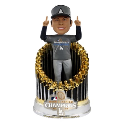 Yoshinobu Yamamoto Los Angeles Dodgers FOCO 2024 World Series Champions 8" Fanatics Exclusive Player In Trophy Bobblehead