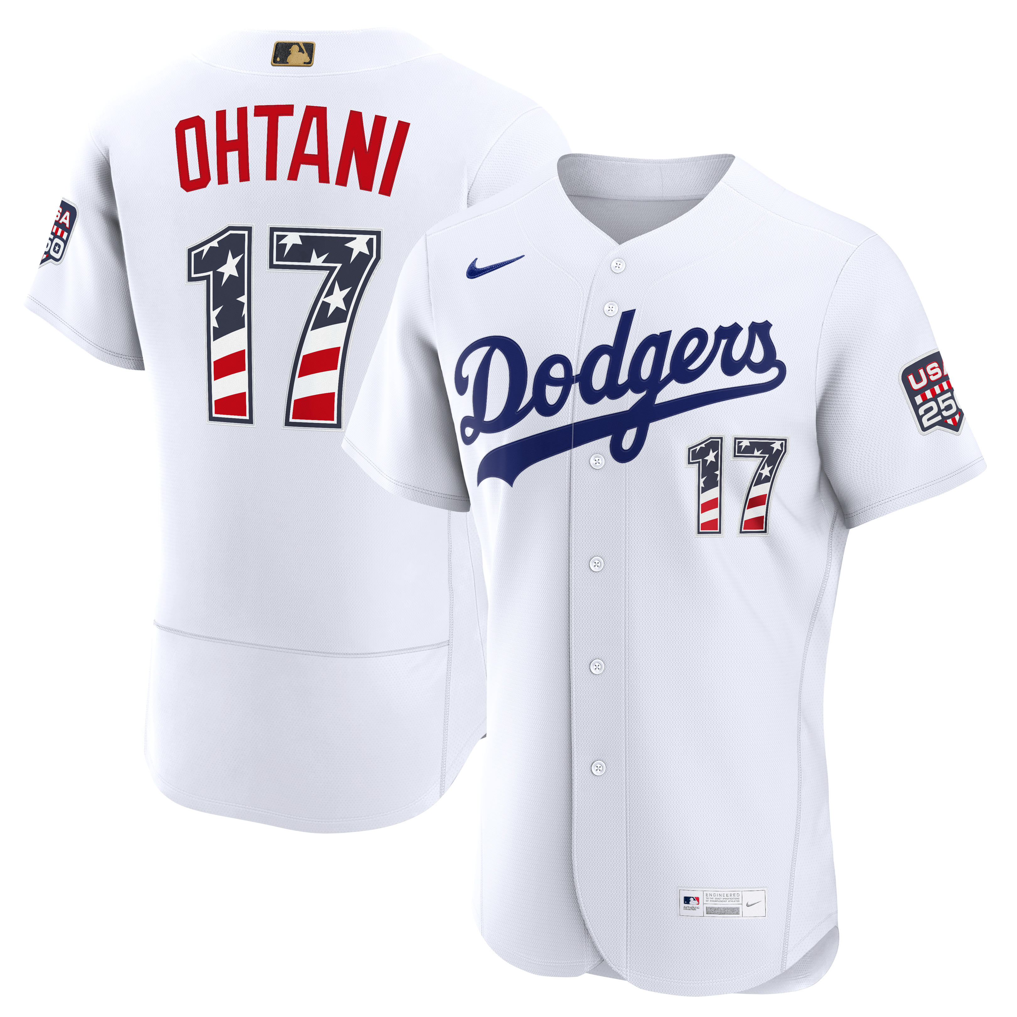 Fourth of July Los Angeles Dodgers Shohei Ohtani Nike White USA 