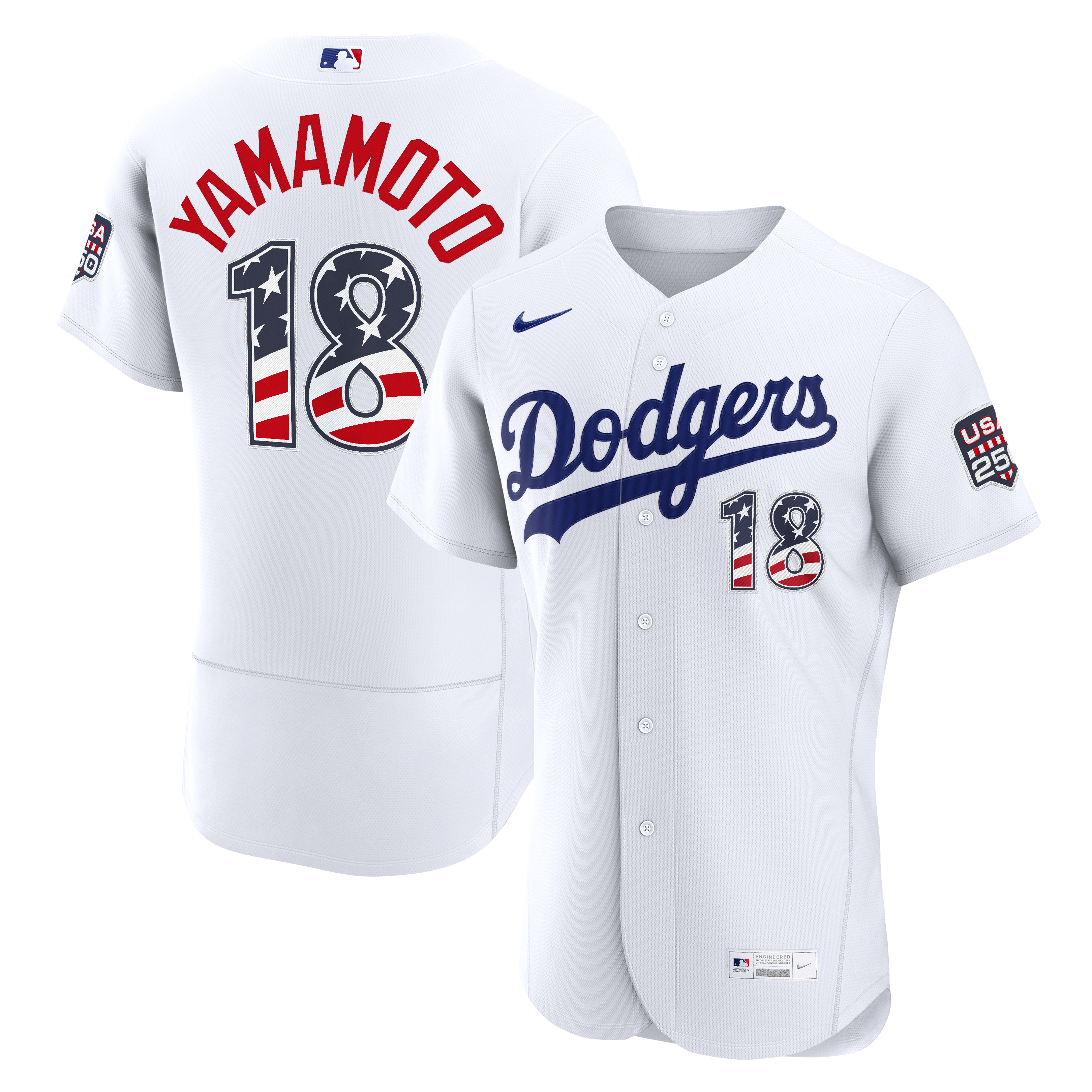 Fourth of July Los Angeles Dodgers Yoshinobu Yamamoto Nike White 