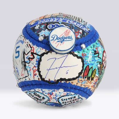 Freddie Freeman Los Angeles Dodgers Autographed Fanatics Authentic Baseball - Art by Charles Fazzino - NF70446063