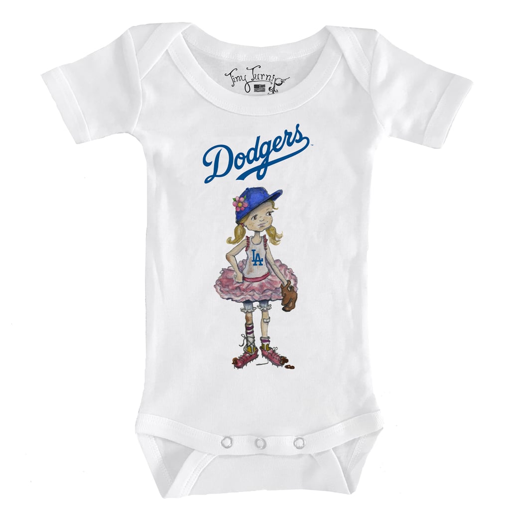Los Angeles Dodgers Tiny Turnip Infant Baseball Babes Bodysuit - White