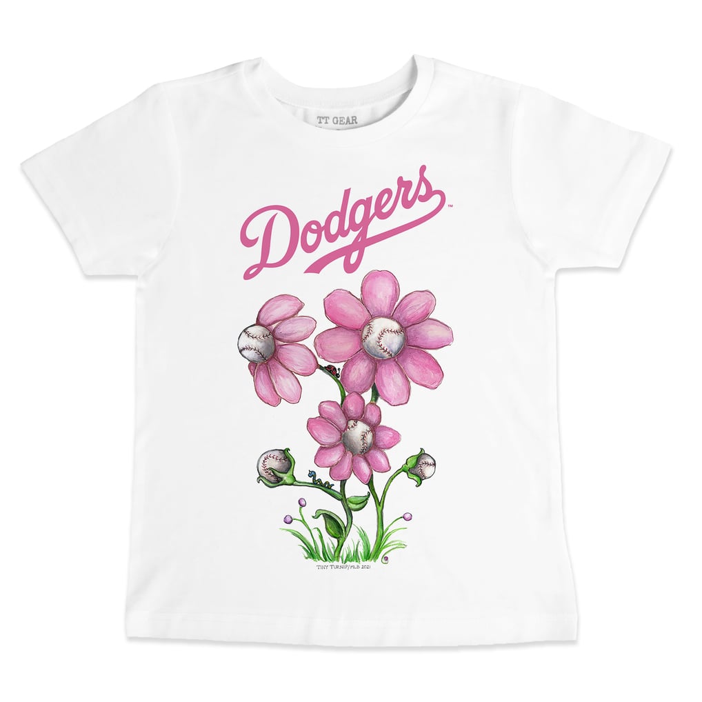 Los Angeles Dodgers Tiny Turnip Infant Blooming Baseballs T-Shirt - White