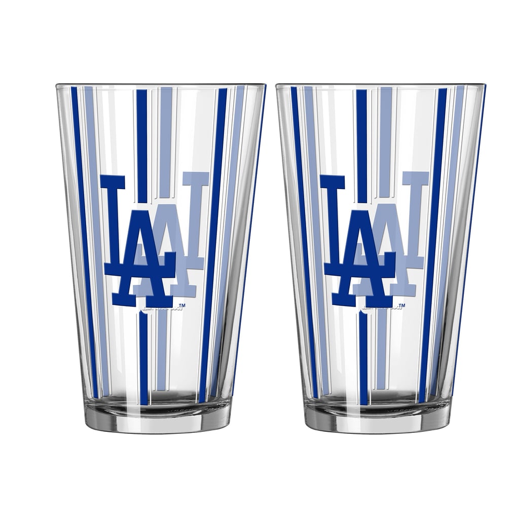 Glass Id Code Logo Brands Los Angeles Dodgers Two-Piece 16oz. Striped Pint Glass Set