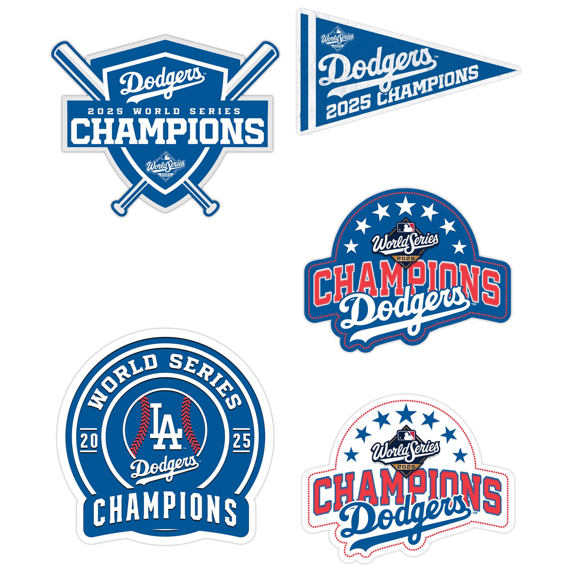 Los Angeles Dodgers 2025 World Series Champions Five-Piece Sticker Set