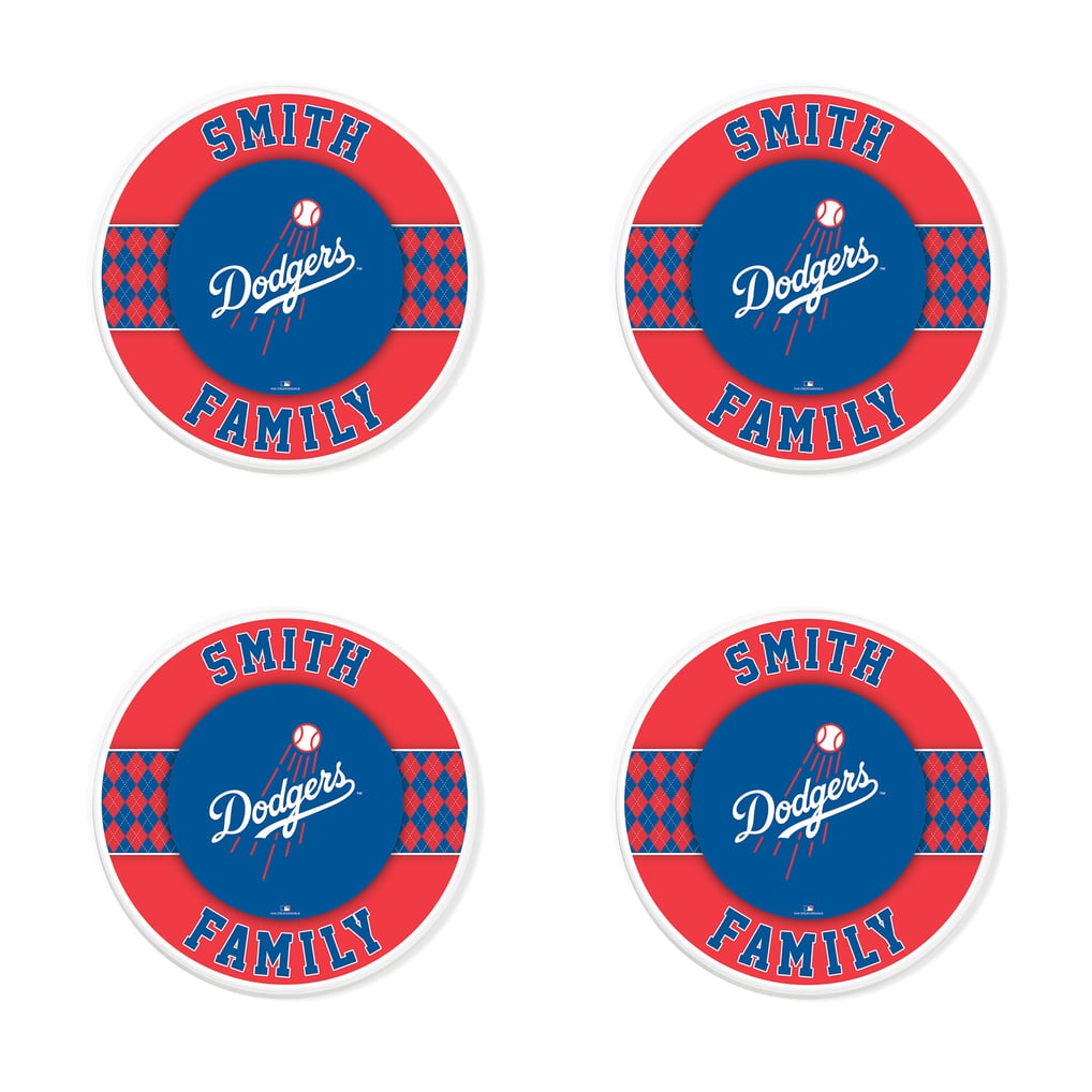 Los Angeles Dodgers 4" Personalized Circular Coasters 4-Pack Set