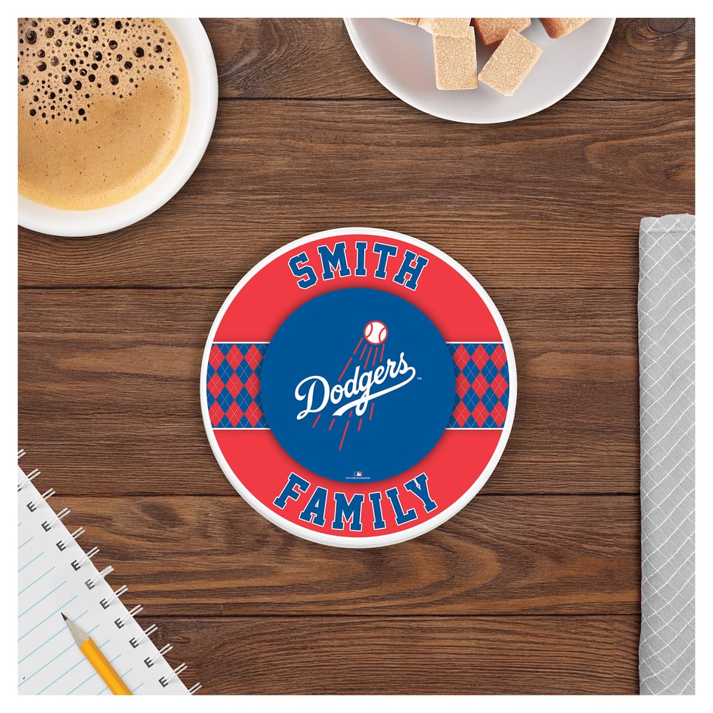 Los Angeles Dodgers 4" Personalized Circular Coasters 4-Pack Set