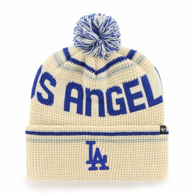 Los Angeles Dodgers '47 Quattrle Cuffed Knit Hat with Pom - Natural