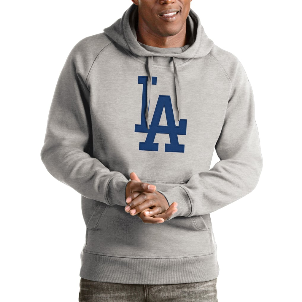 Los Angeles Dodgers Antigua Victory Pullover Hoodie - Heathered Gray