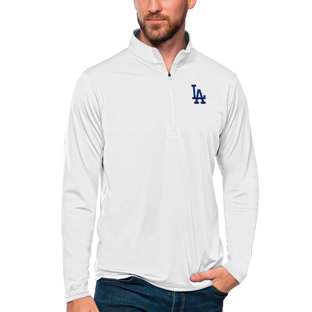 Los Angeles Dodgers Antigua Tribute Quarter-Zip Pullover Top - White