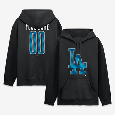 Los Angeles Dodgers Big & Tall Forged Mascot Personalized Name & Number Hoodie - Black