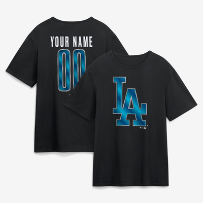 Los Angeles Dodgers  Forged Mascot Personalized Name & Number T-Shirt - Black