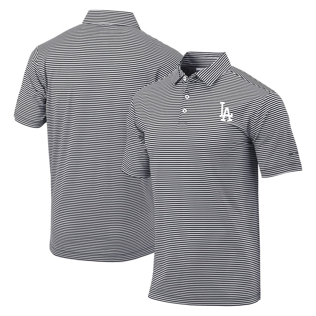 Men's Los Angeles Dodgers Columbia Black Golf Club Invite Omni-Wick Polo