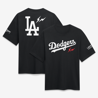 Los Angeles Dodgers Fanatics x Fragment Script Bolt Heavyweight T-Shirt - Black