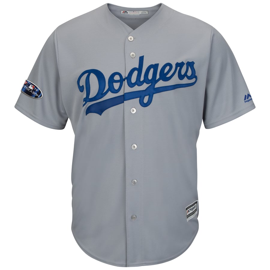 Men's Los Angeles Dodgers Majestic Gray 2018 Postseason Cool Base ...