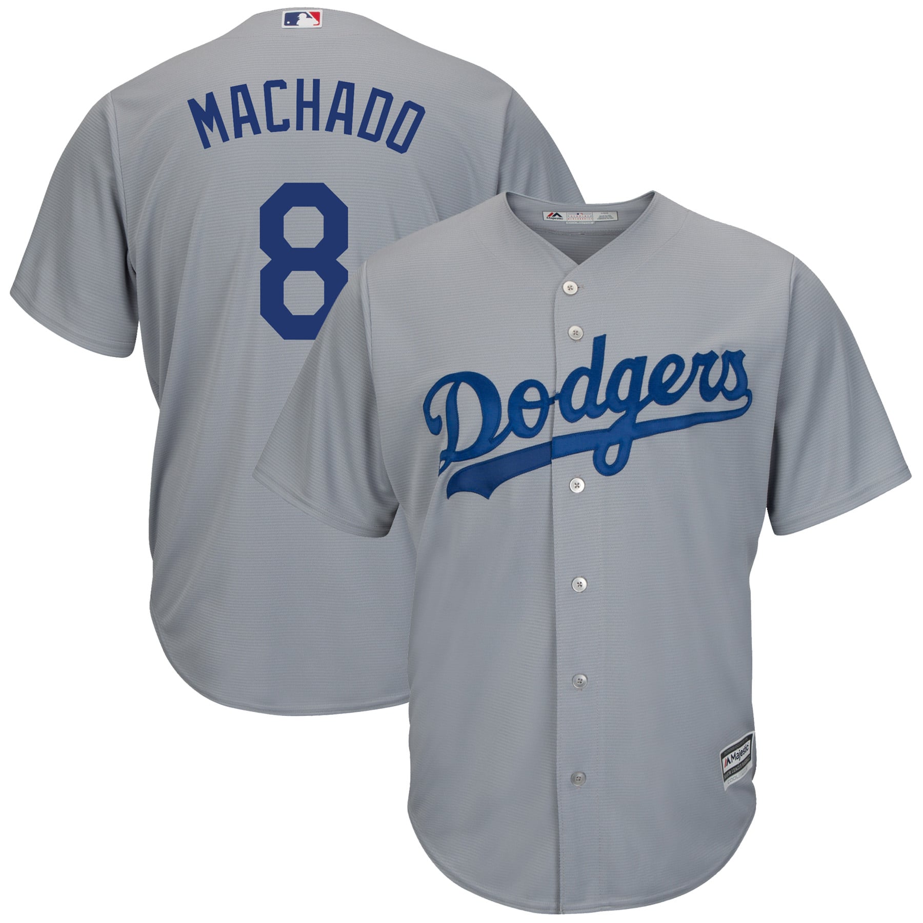 Men's Los Angeles Dodgers Manny Machado Majestic Gray Official