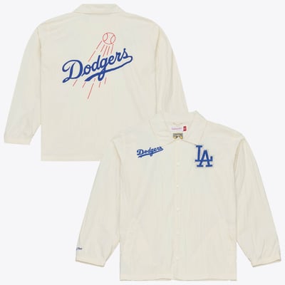  Los Angeles Dodgers Mitchell & Ness Cooperstown Collection Retro Roots Full-Snap Coaches Jacket - Cream