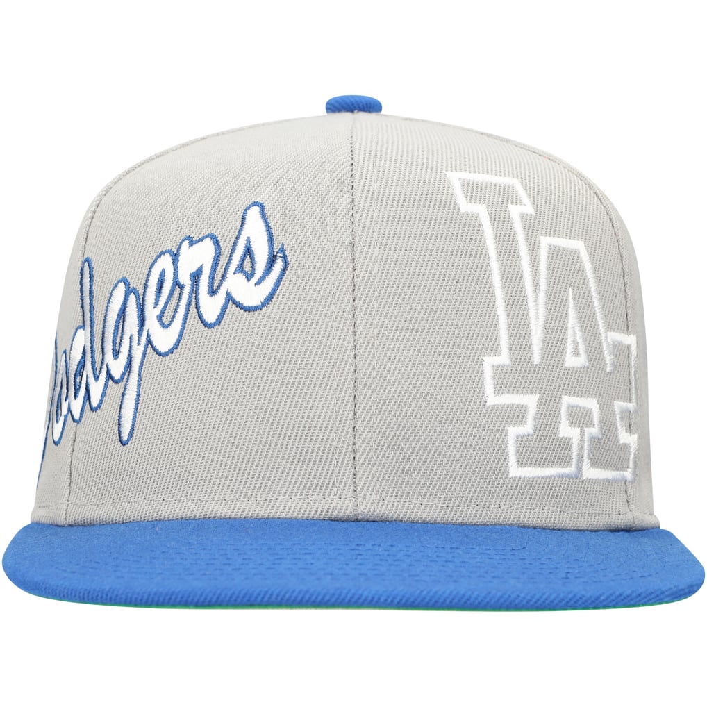 Los Angeles Dodgers Mitchell & Ness Knock Out Panel Snapback Hat - Gray/Royal
