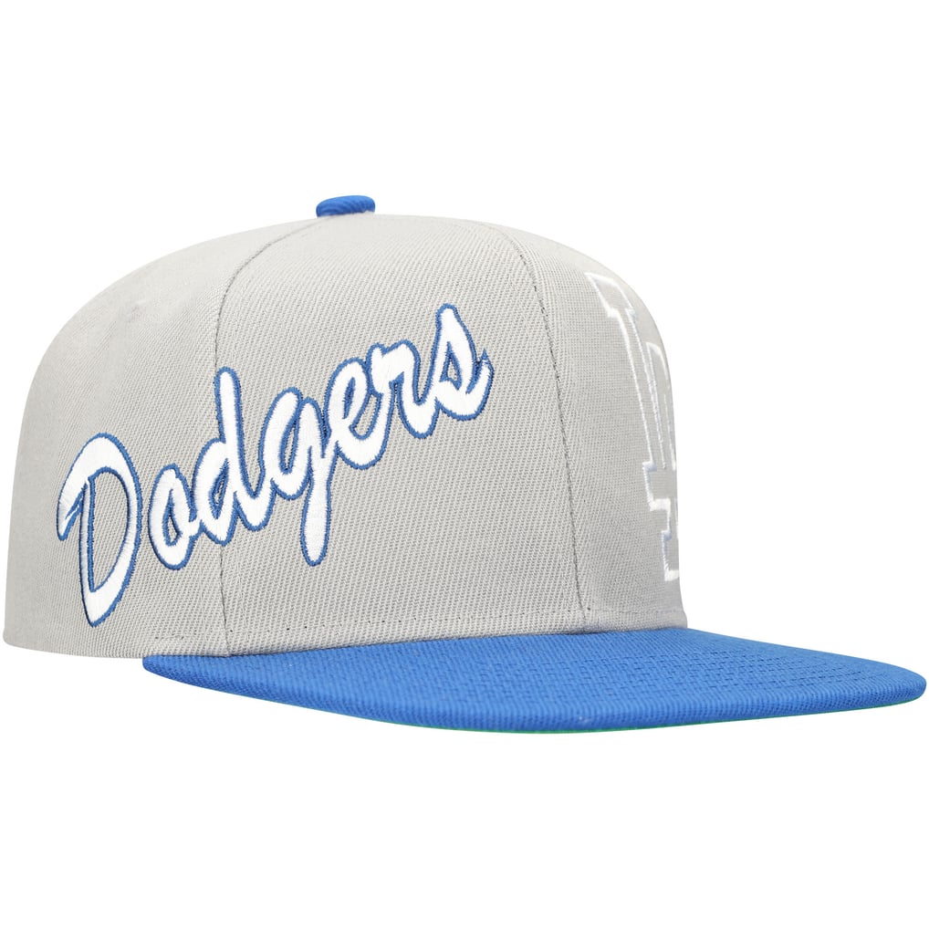 Los Angeles Dodgers Mitchell & Ness Knock Out Panel Snapback Hat - Gray/Royal
