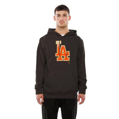  Los Angeles Dodgers New Era Gradient Monogram Pullover Hoodie - Brown