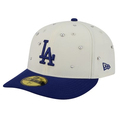 Los Angeles Dodgers New Era Pearl Stud 59FIFTY Fitted Hat - Cream/Royal
