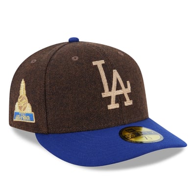 Los Angeles Dodgers New Era Cooperstown Collection Brushed Patch Low Profile 59FIFTY Fitted Hat - Dark Brown/Royal