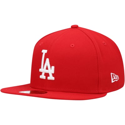 Los Angeles Dodgers New Era White Logo 59FIFTY Fitted Hat - Red 