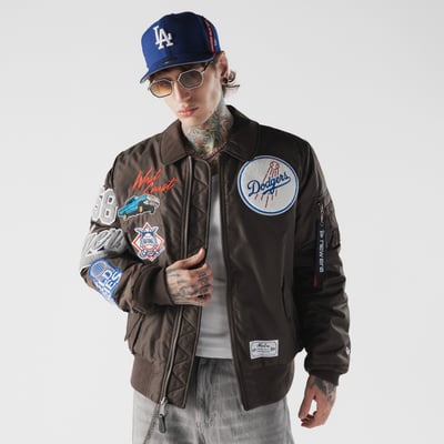 Los Angeles Dodgers New Era x Alpha Industries MA-1 Full-Zip Bomber Jacket - Brown