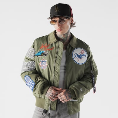 Los Angeles Dodgers New Era x Alpha Industries MA-1 Full-Zip Bomber Jacket - Green