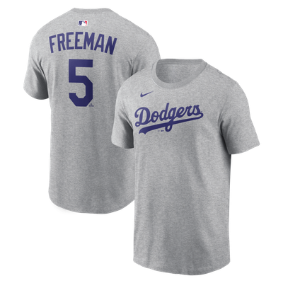 Freddie Freeman Los Angeles Dodgers Nike Road Name & Number T-Shirt - Heather Gray