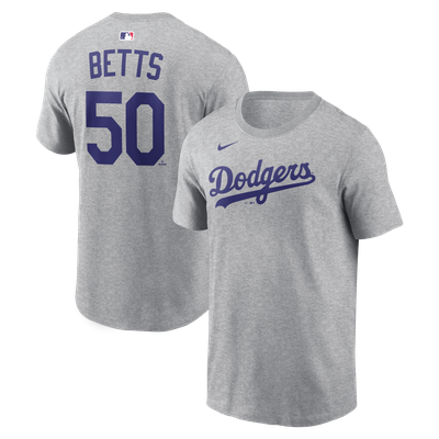 Mookie Betts Los Angeles Dodgers Nike Road Name & Number T-Shirt - Heather Gray