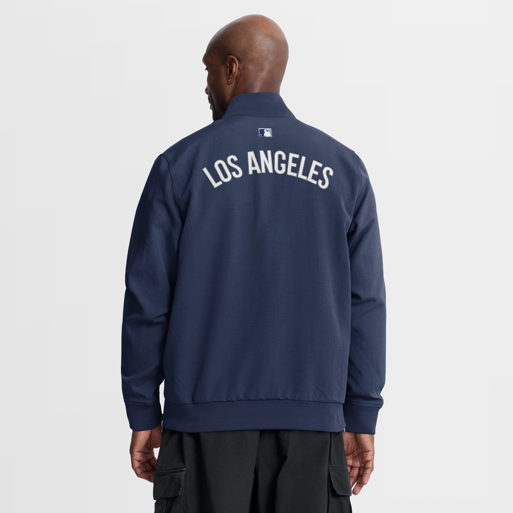 Los Angeles Dodgers Nike Authentic Collection Dugout Relaxed Full-Zip Bomber Jacket - Navy