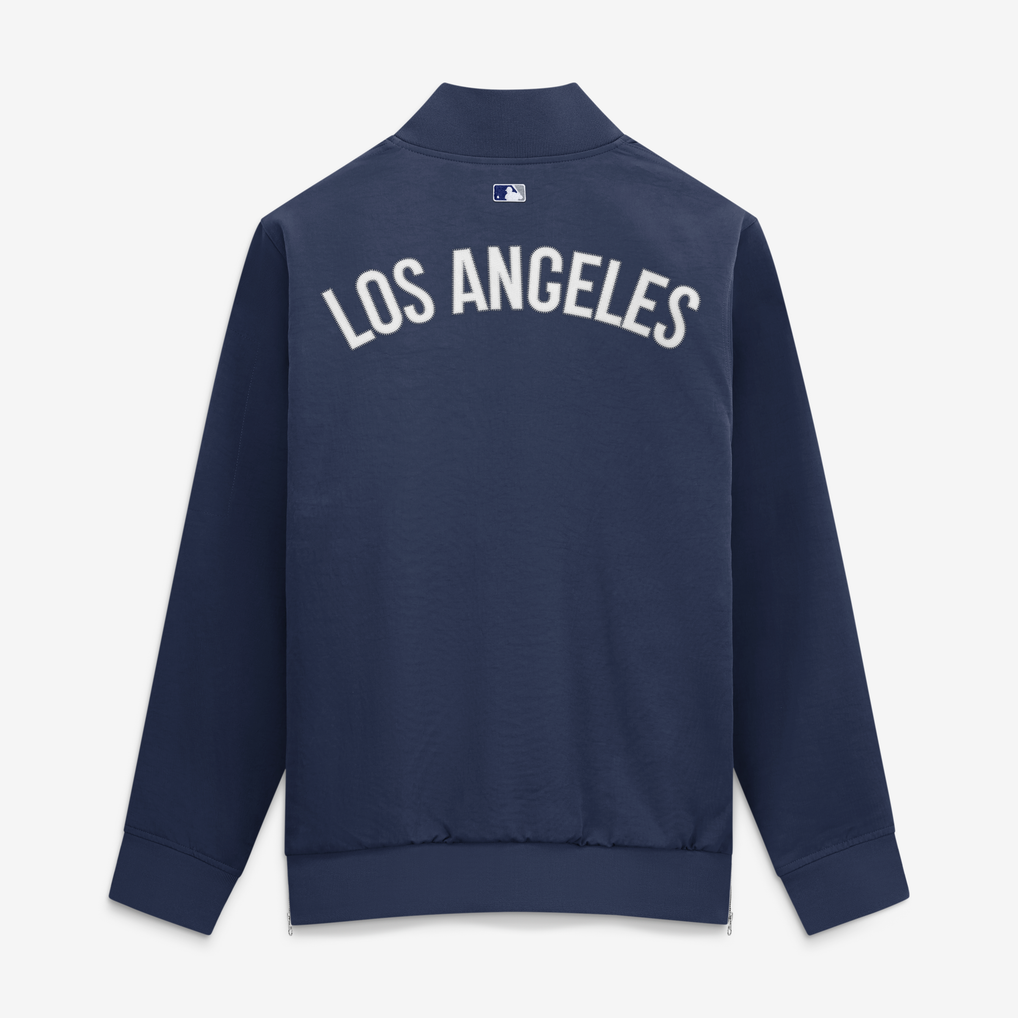Los Angeles Dodgers Nike Authentic Collection Dugout Relaxed Full-Zip Bomber Jacket - Navy